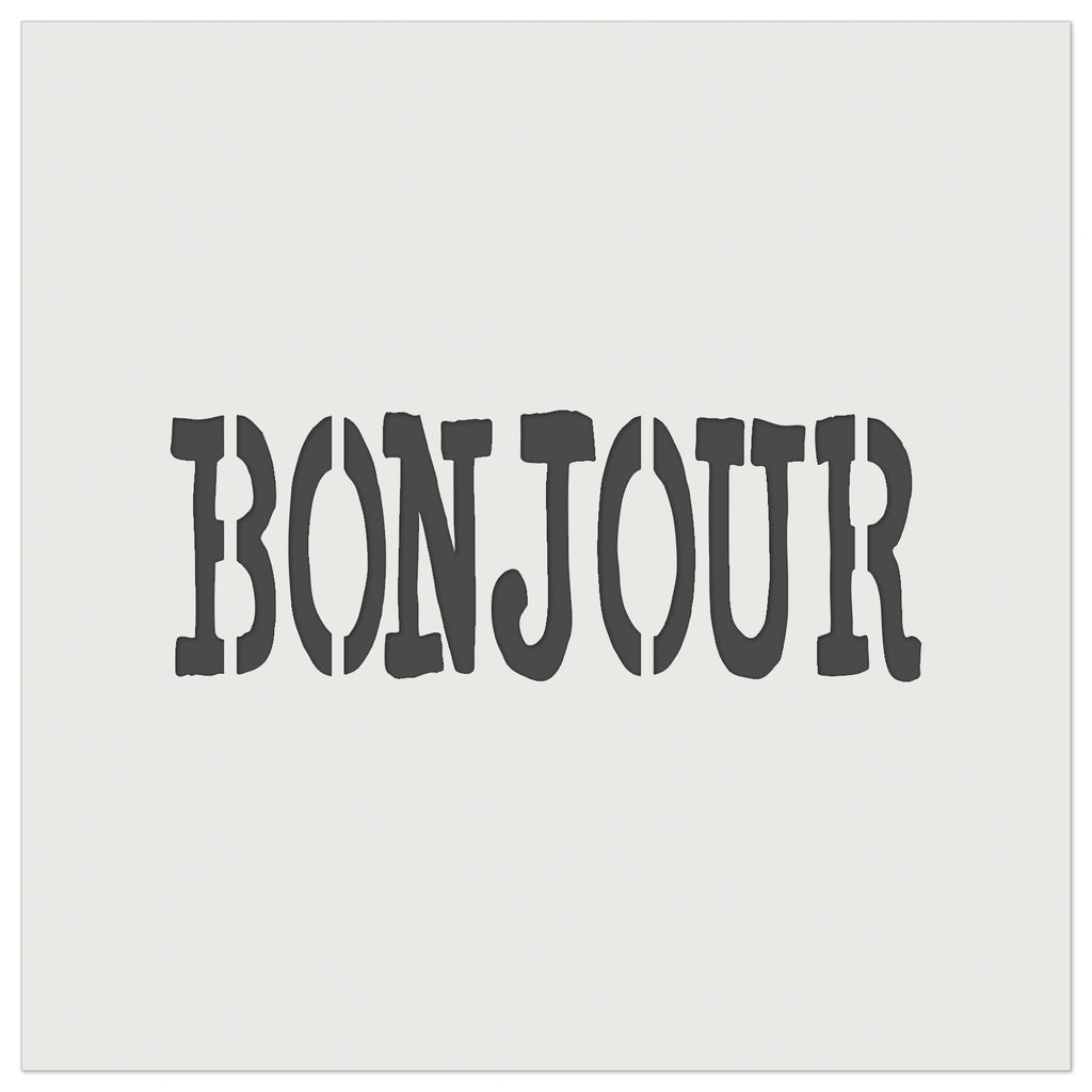 Bonjour Hello Fun Text Wall Cookie DIY Craft Reusable Stencil