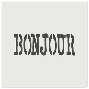 Bonjour Hello Fun Text Wall Cookie DIY Craft Reusable Stencil