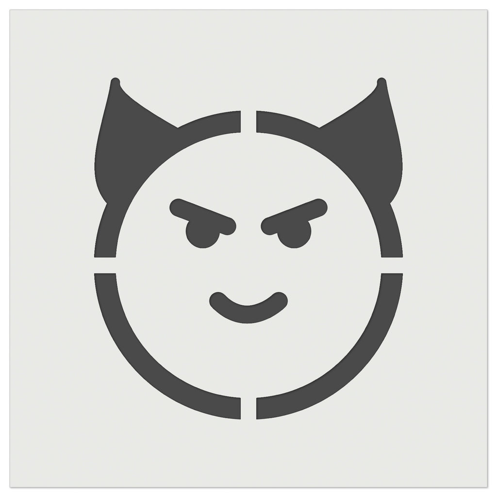 Happy Devil Face Emoticon Wall Cookie DIY Craft Reusable Stencil