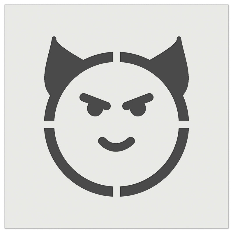 Happy Devil Face Emoticon Wall Cookie DIY Craft Reusable Stencil