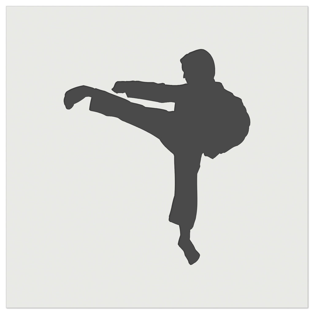 Martial Arts Karate Kick Solid Wall Cookie DIY Craft Reusable Stencil