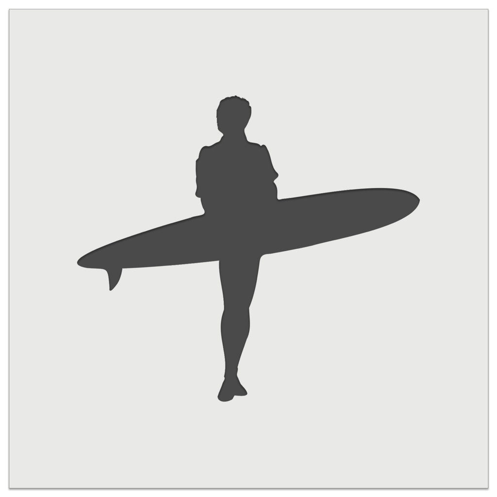 Surfer Surfing Walking with Surfboard Silhouette Wall Cookie DIY Craft Reusable Stencil