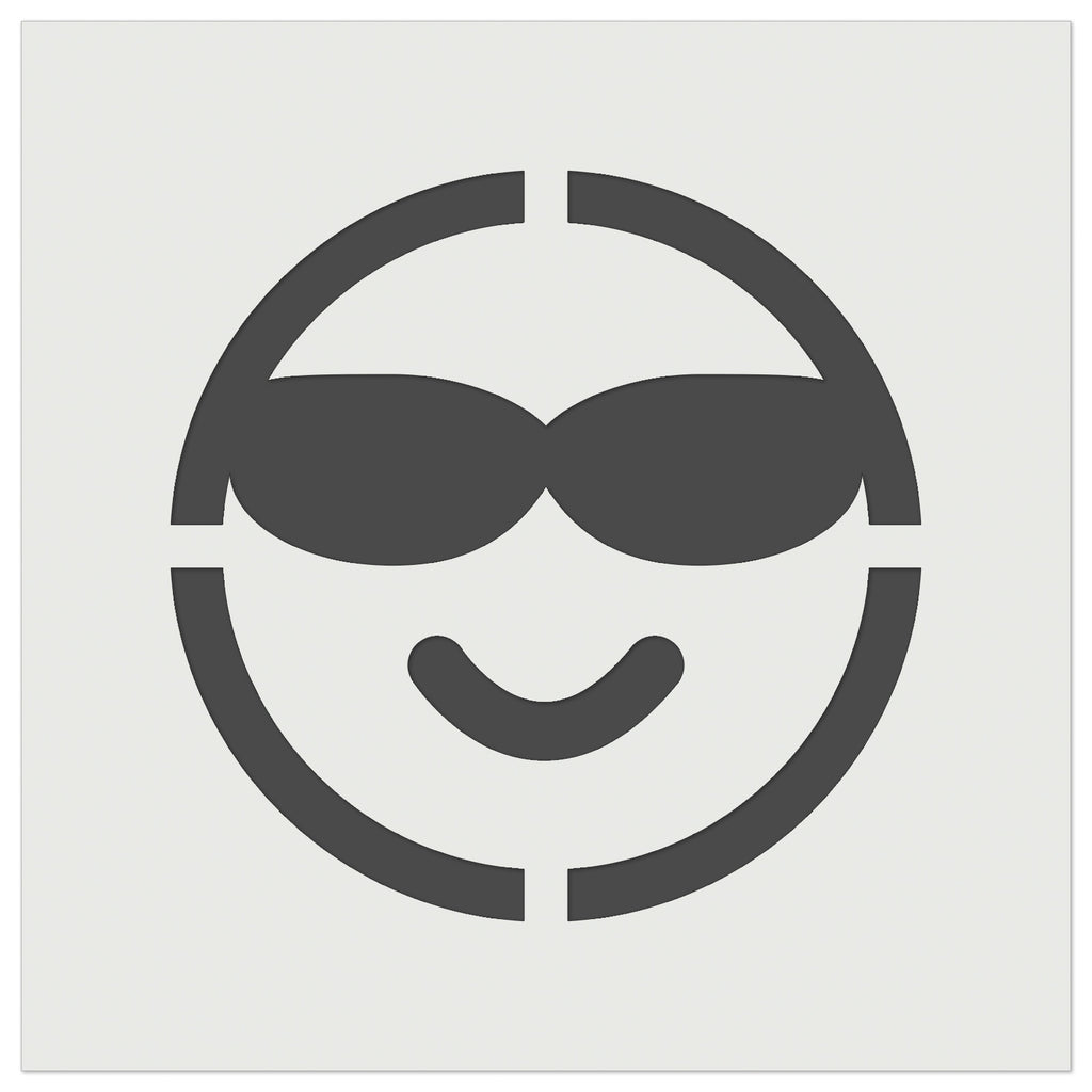 Sunglasses Cool Smile Happy Emoticon Wall Cookie DIY Craft Reusable Stencil