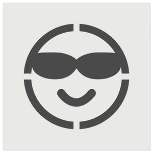 Sunglasses Cool Smile Happy Emoticon Wall Cookie DIY Craft Reusable Stencil