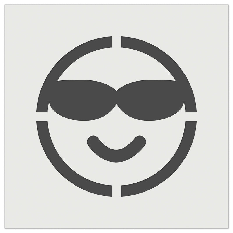 Sunglasses Cool Smile Happy Emoticon Wall Cookie DIY Craft Reusable Stencil