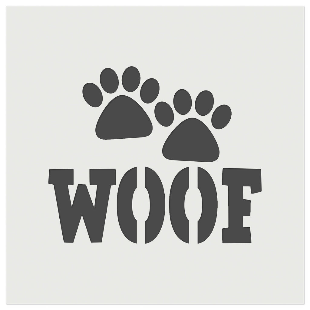 Woof Dog Paw Prints Fun Text Wall Cookie DIY Craft Reusable Stencil