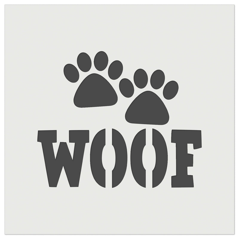 Woof Dog Paw Prints Fun Text Wall Cookie DIY Craft Reusable Stencil