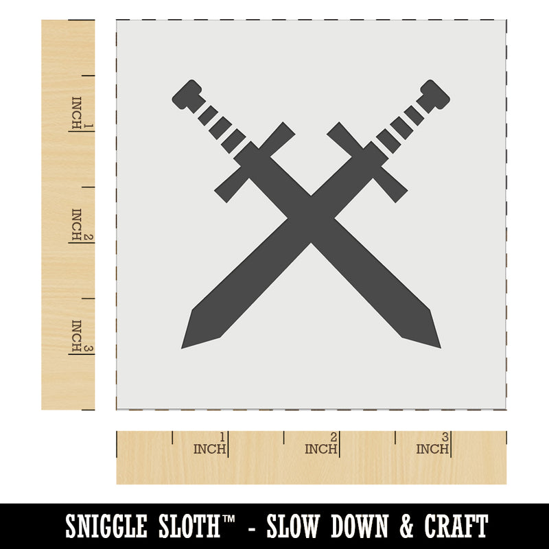 Crossed Swords Battle Icon Wall Cookie DIY Craft Reusable Stencil