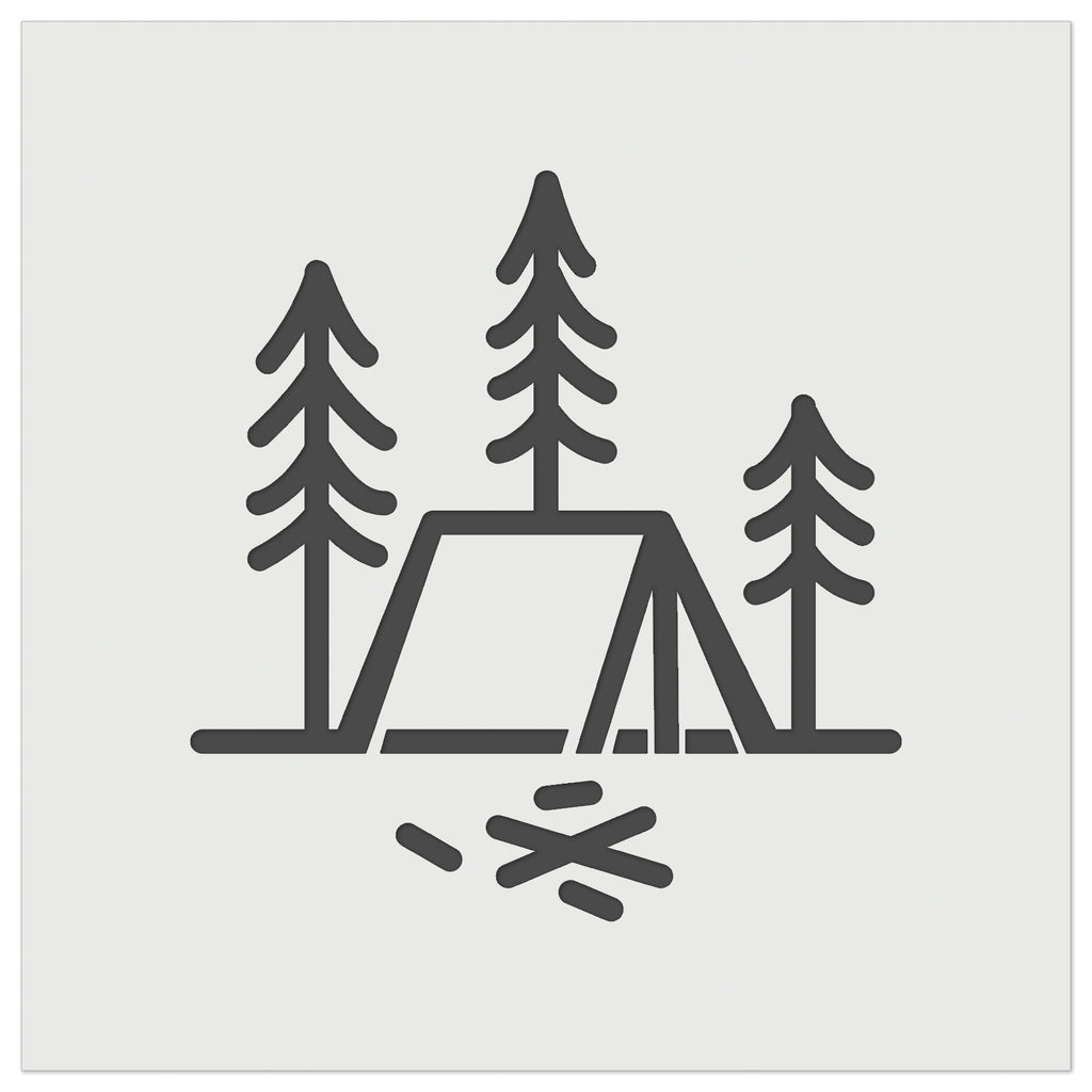 Simple Tent Camping in Woods Wall Cookie DIY Craft Reusable Stencil