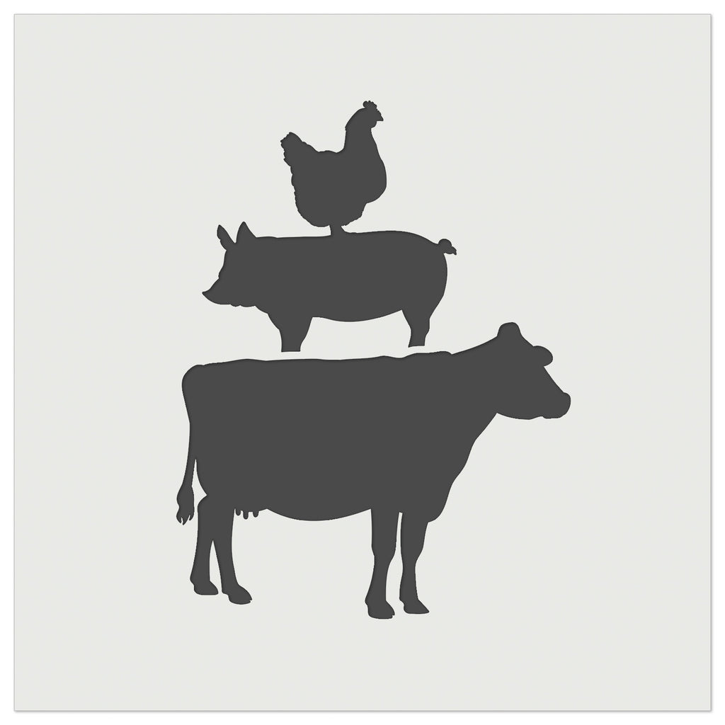 Chicken Pig Cow Stacked Wall Cookie DIY Craft Reusable Stencil