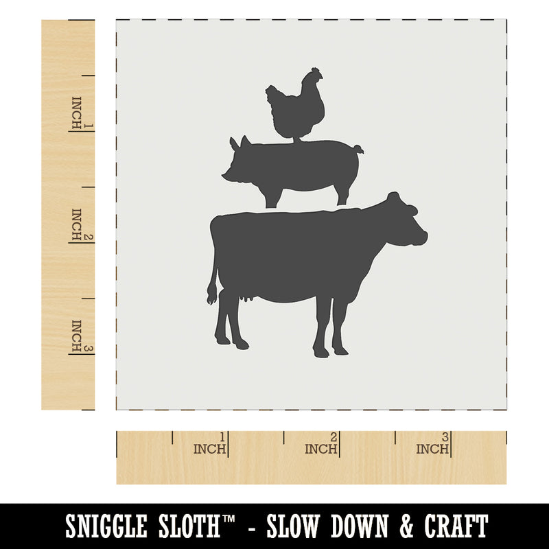 Chicken Pig Cow Stacked Wall Cookie DIY Craft Reusable Stencil