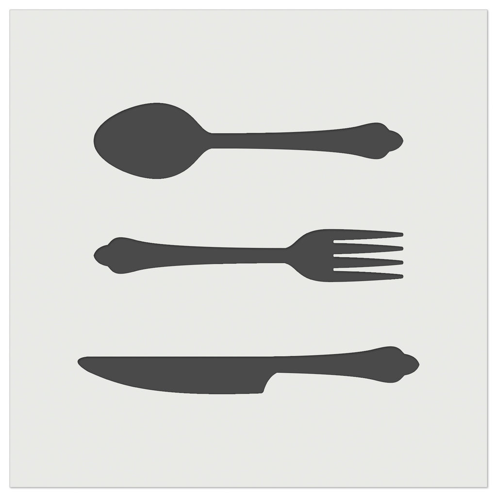 Knife Fork Spoon Kitchen Dining Set Wall Cookie DIY Craft Reusable Stencil
