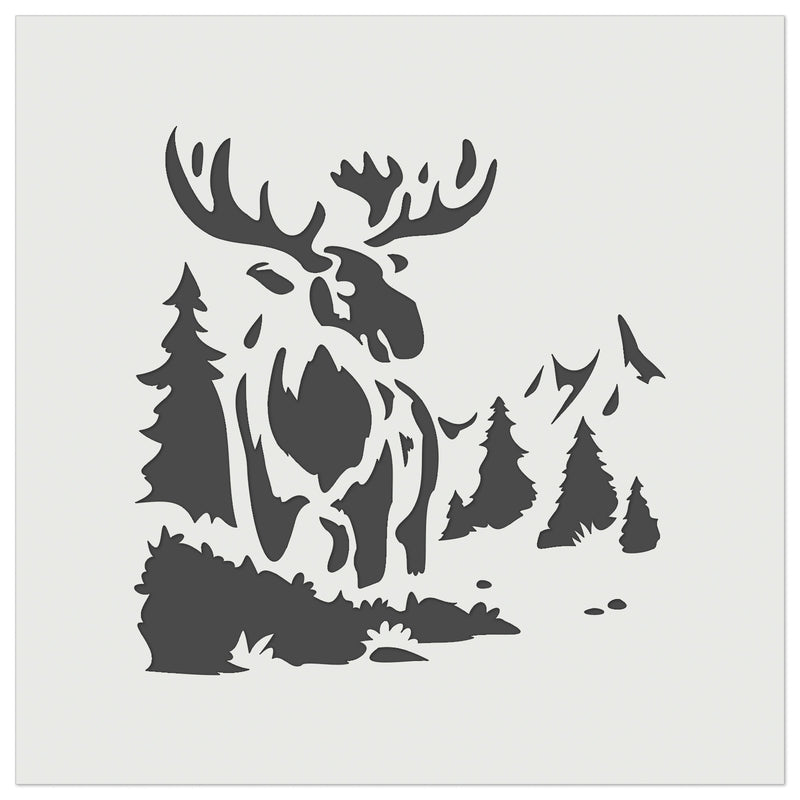 Wild Moose in Rocky Mountains Nature Wall Cookie DIY Craft Reusable Stencil