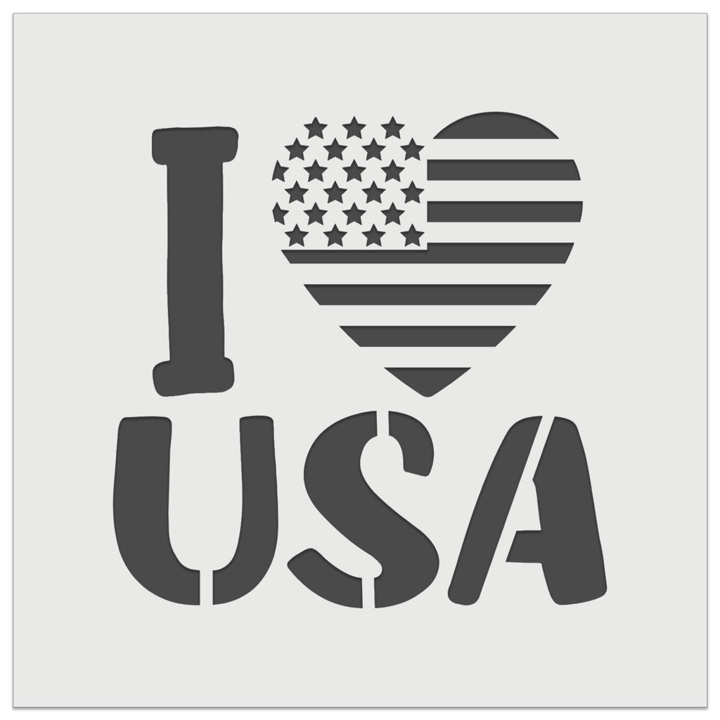 I Heart Flag USA Patriotic Fourth of July Wall Cookie DIY Craft Reusable Stencil