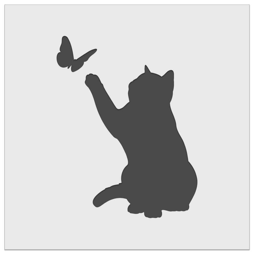Cat Playing with Butterfly Wall Cookie DIY Craft Reusable Stencil