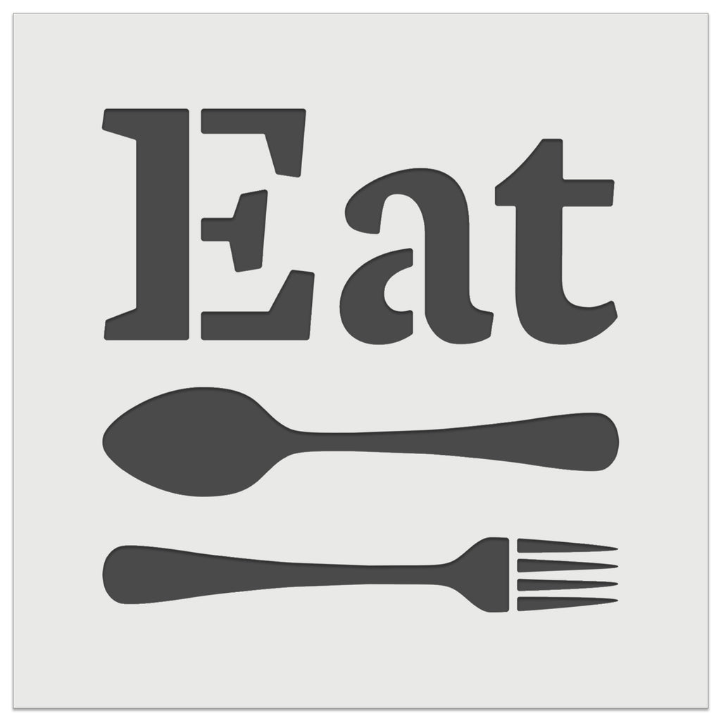 Eat Spoon and Fork Kitchen Wall Cookie DIY Craft Reusable Stencil