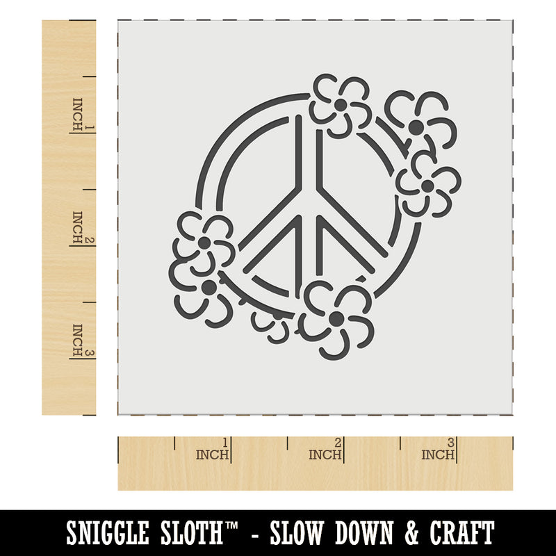 Peace Sign Surrounded by Flowers Wall Cookie DIY Craft Reusable Stencil
