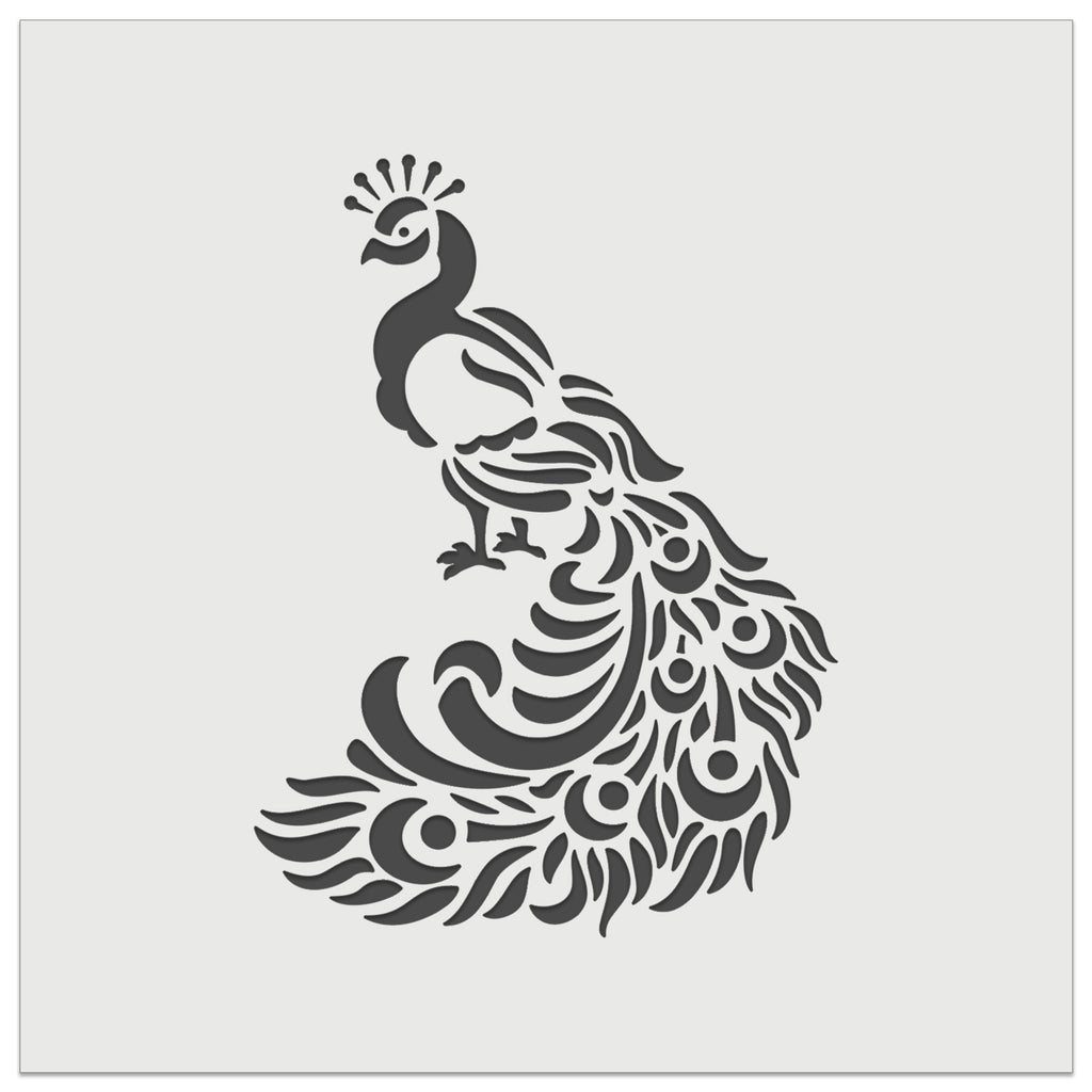 Peacock with Draping Tail Feathers Wall Cookie DIY Craft Reusable Stencil