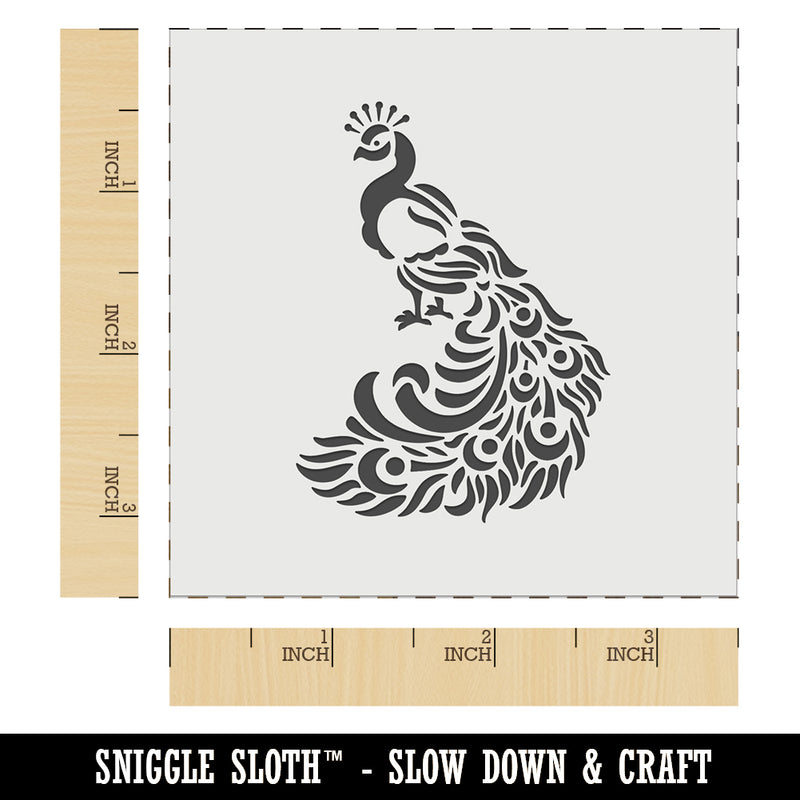 Peacock with Draping Tail Feathers Wall Cookie DIY Craft Reusable Stencil