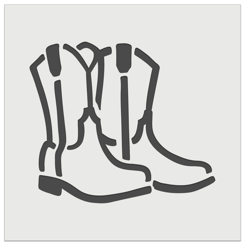 Simple Cowboy Cowgirl Boots Country Farm Life Wall Cookie DIY Craft Reusable Stencil