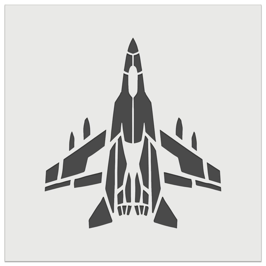 Fighter Jet War Plane Combat Vehicle with Missiles Wall Cookie DIY Craft Reusable Stencil