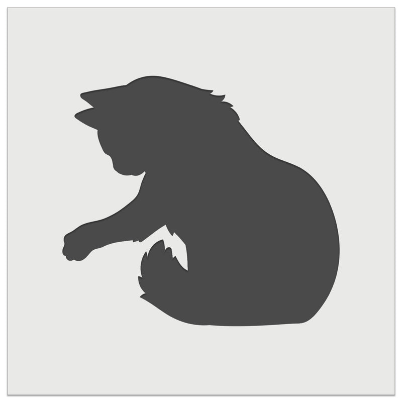 Fluffy Cat Kitten Hitting Something with Paw Claw Wall Cookie DIY Craft Reusable Stencil