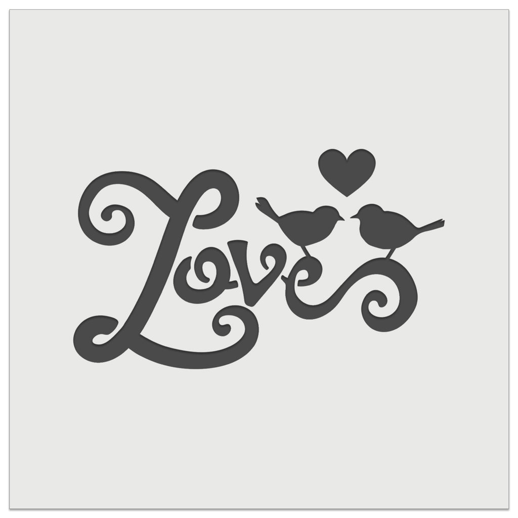 Love Birds on Text with Heart Wall Cookie DIY Craft Reusable Stencil