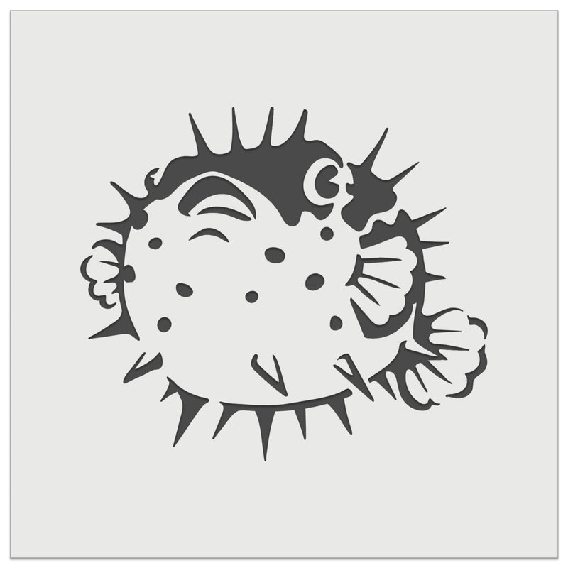 Startled Spiny Puffed Pufferfish Funny Fugu Wall Cookie DIY Craft Reusable Stencil