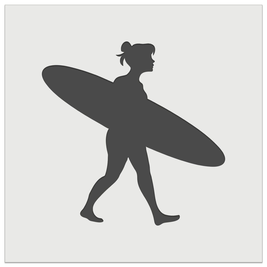 Surfer Woman with Surfboard Walking Wall Cookie DIY Craft Reusable Stencil