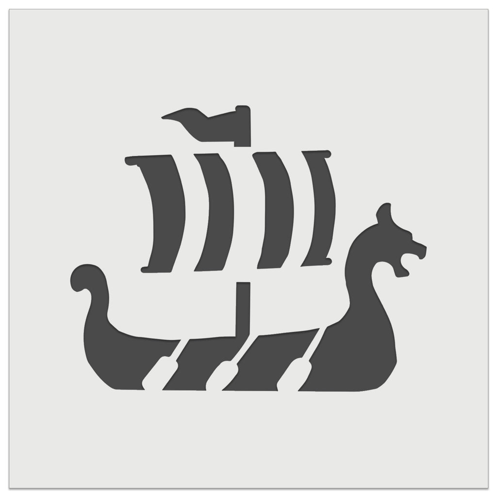 Viking Dragon Headed Longboat Ship with Sails Wall Cookie DIY Craft Reusable Stencil