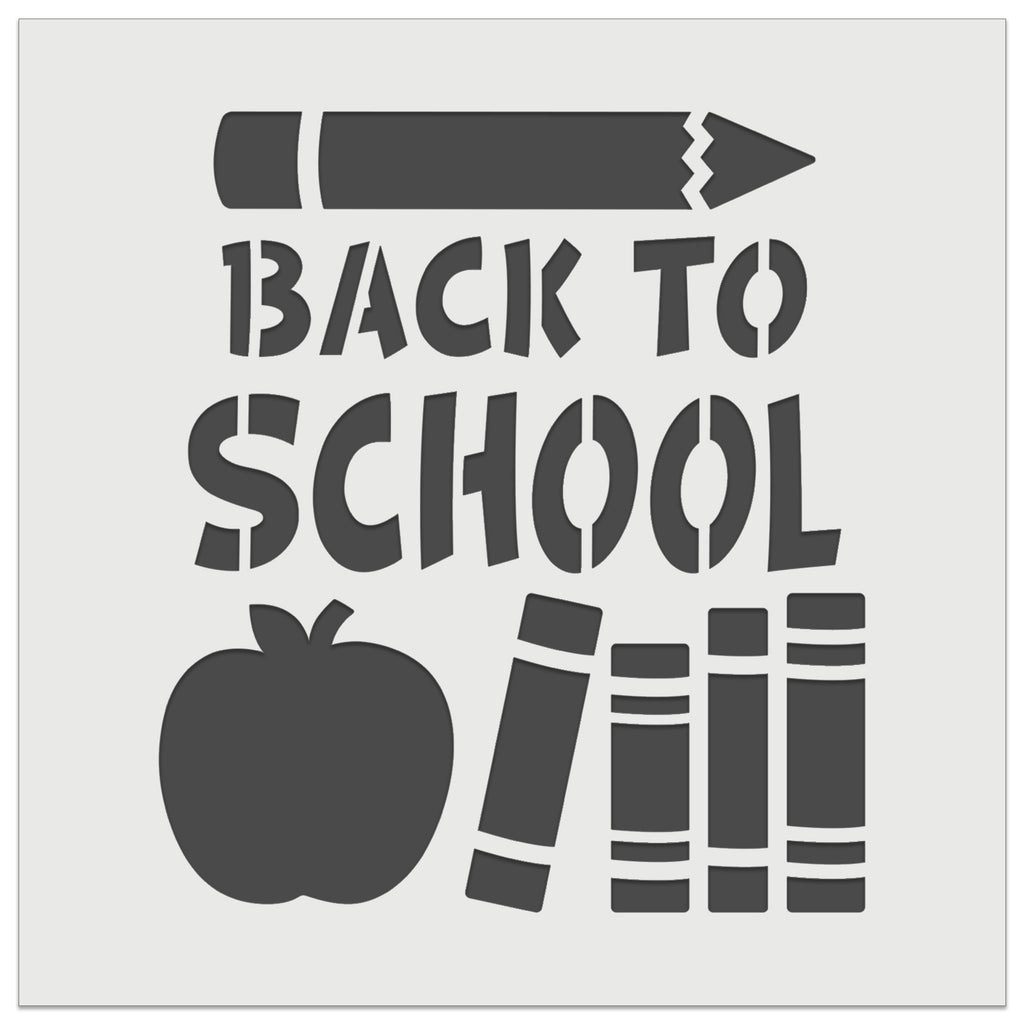 Back to School Pencil Apple Books Wall Cookie DIY Craft Reusable Stencil