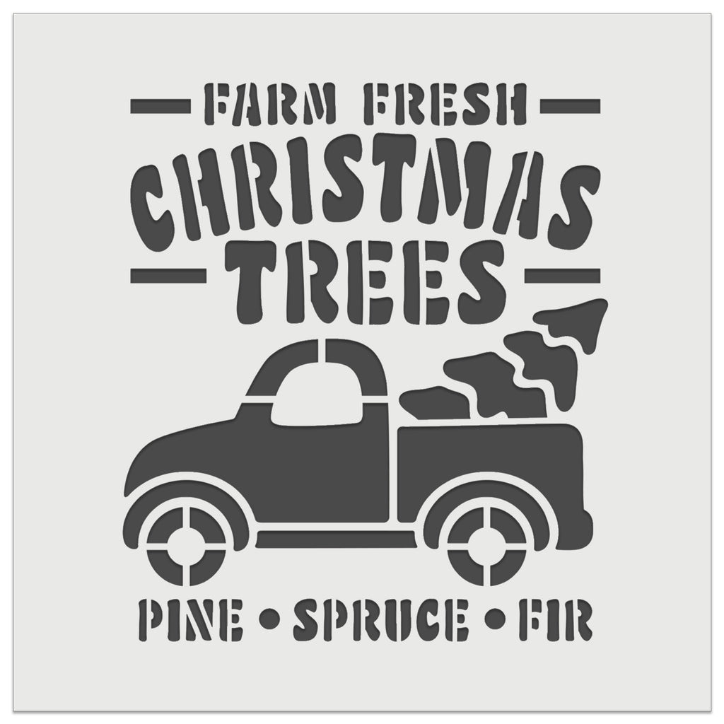 Farm Fresh Christmas Trees Truck Wall Cookie DIY Craft Reusable Stencil