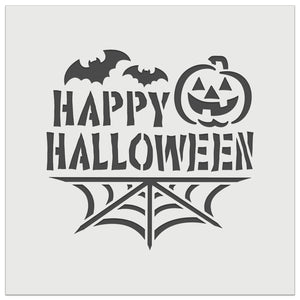 Happy Halloween Bats Spider Web Jack-O'-Lantern  Wall Cookie DIY Craft Reusable Stencil