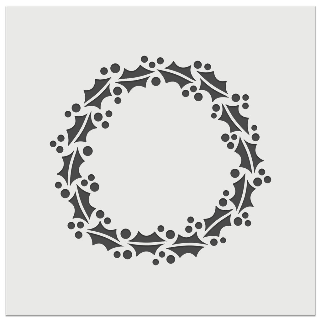 Holly and Berries Wreath Christmas Wall Cookie DIY Craft Reusable Stencil