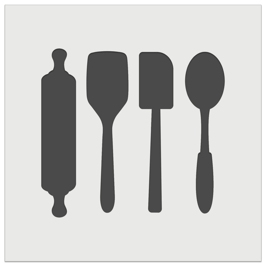 Kitchen Utensils Baking Cooking Wall Cookie DIY Craft Reusable Stencil