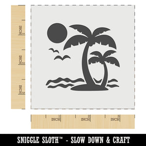 Palm Tree Tropical Island Sun Waves Wall Cookie DIY Craft Reusable Stencil