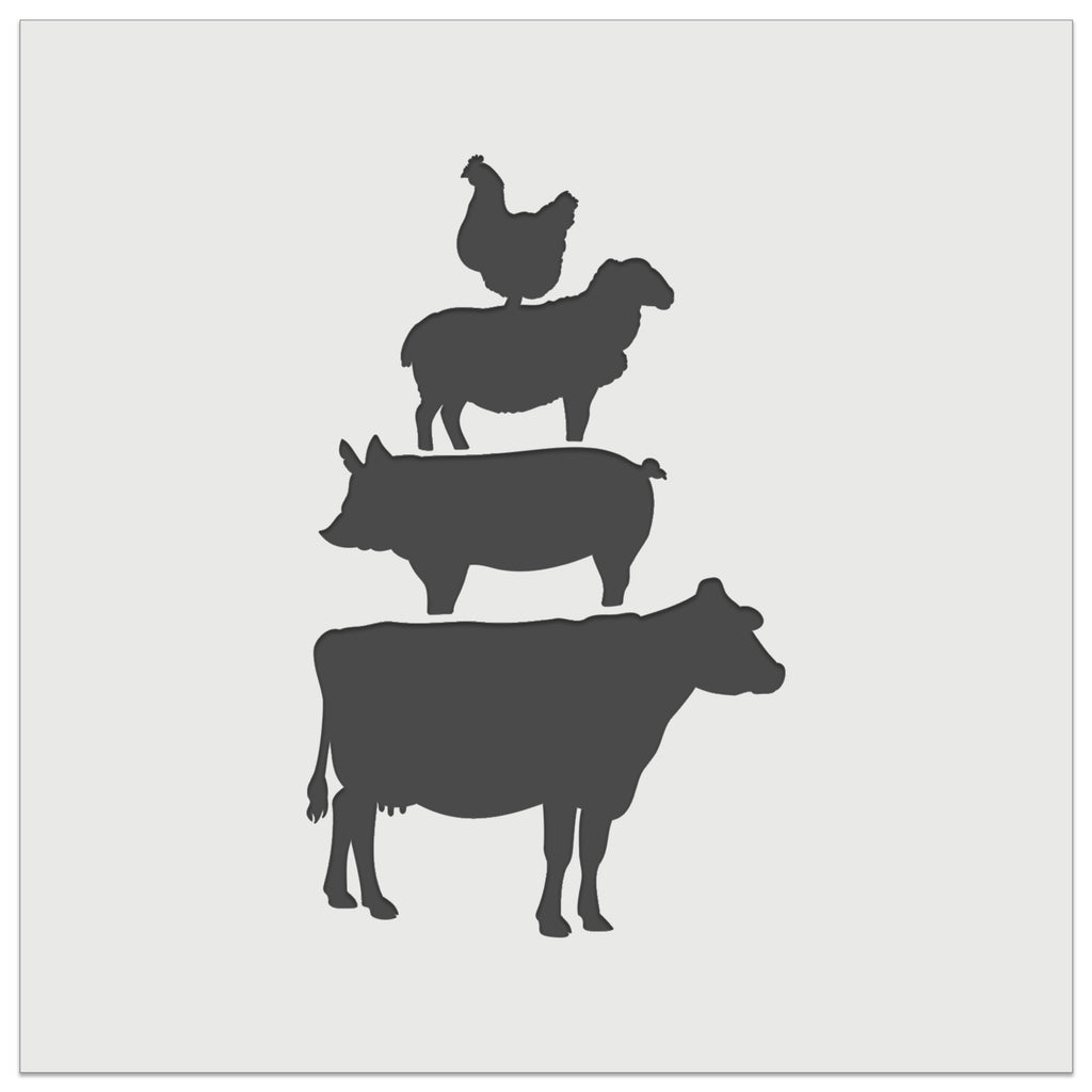 Chicken Sheep Pig Cow Stacked Farm Animals Wall Cookie DIY Craft Reusable Stencil