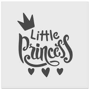 Little Princess Cursive with Crown and Hearts Wall Cookie DIY Craft Reusable Stencil