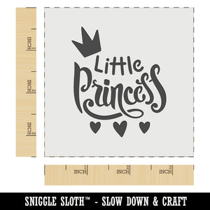 Little Princess Cursive with Crown and Hearts Wall Cookie DIY Craft Reusable Stencil