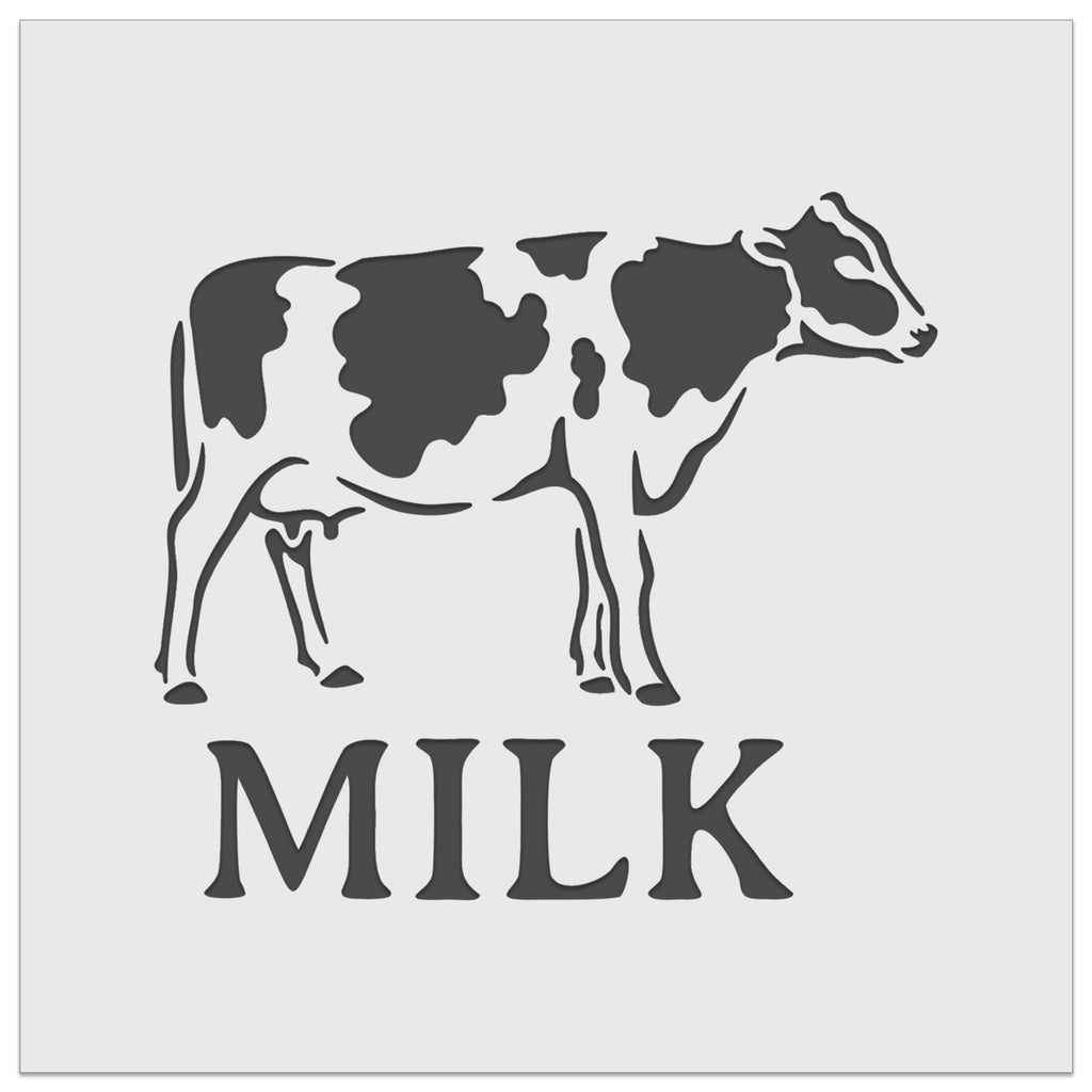 Milk Text with Spotted Cow Farm Dairy Wall Cookie DIY Craft Reusable Stencil