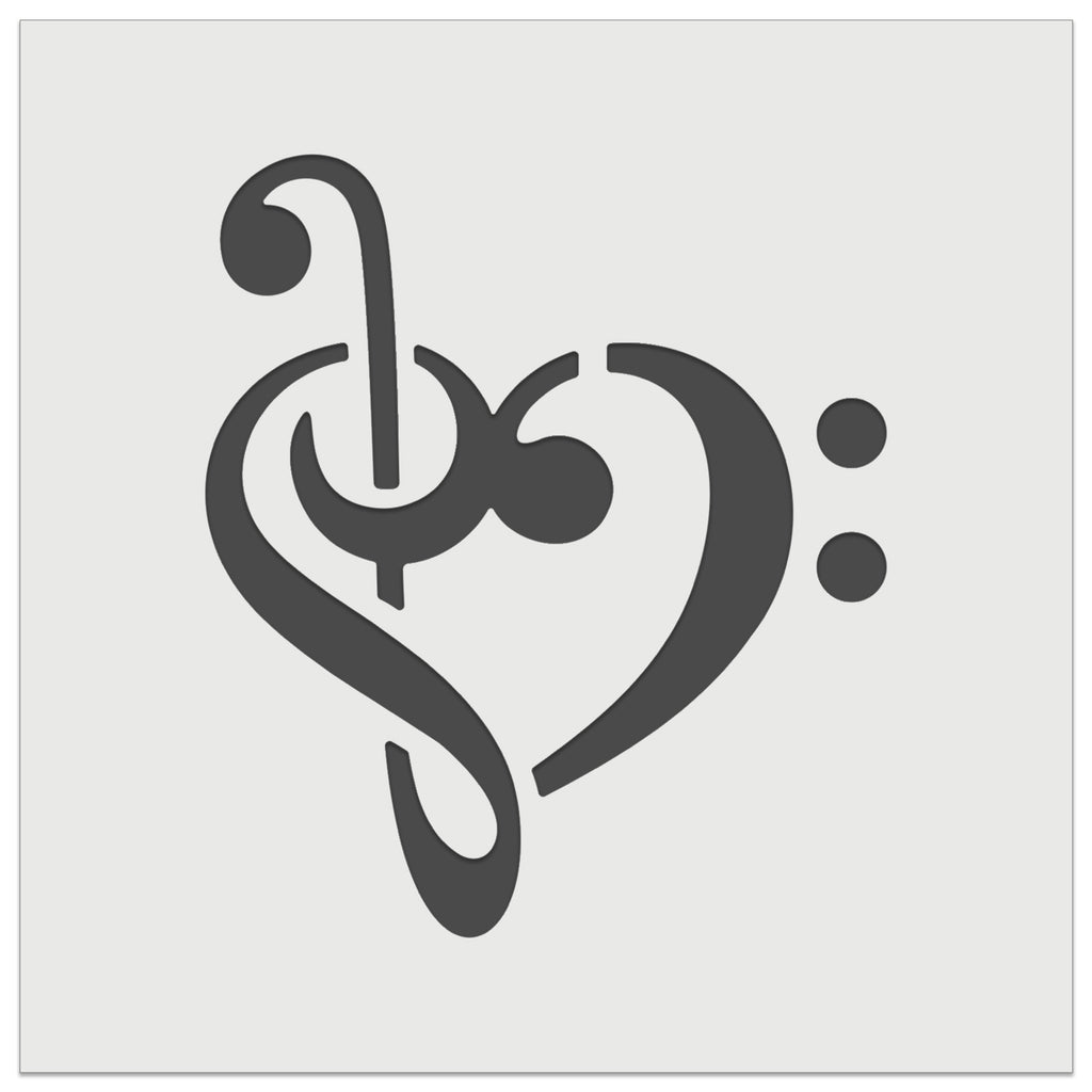 Treble Bass Clef Heart Music Love Wall Cookie DIY Craft Reusable Stencil