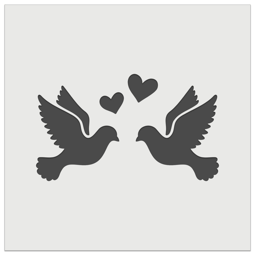 Two Love Doves Wedding Hearts Birds Wall Cookie DIY Craft Reusable Stencil