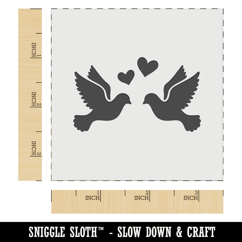 Two Love Doves Wedding Hearts Birds Wall Cookie DIY Craft Reusable Stencil