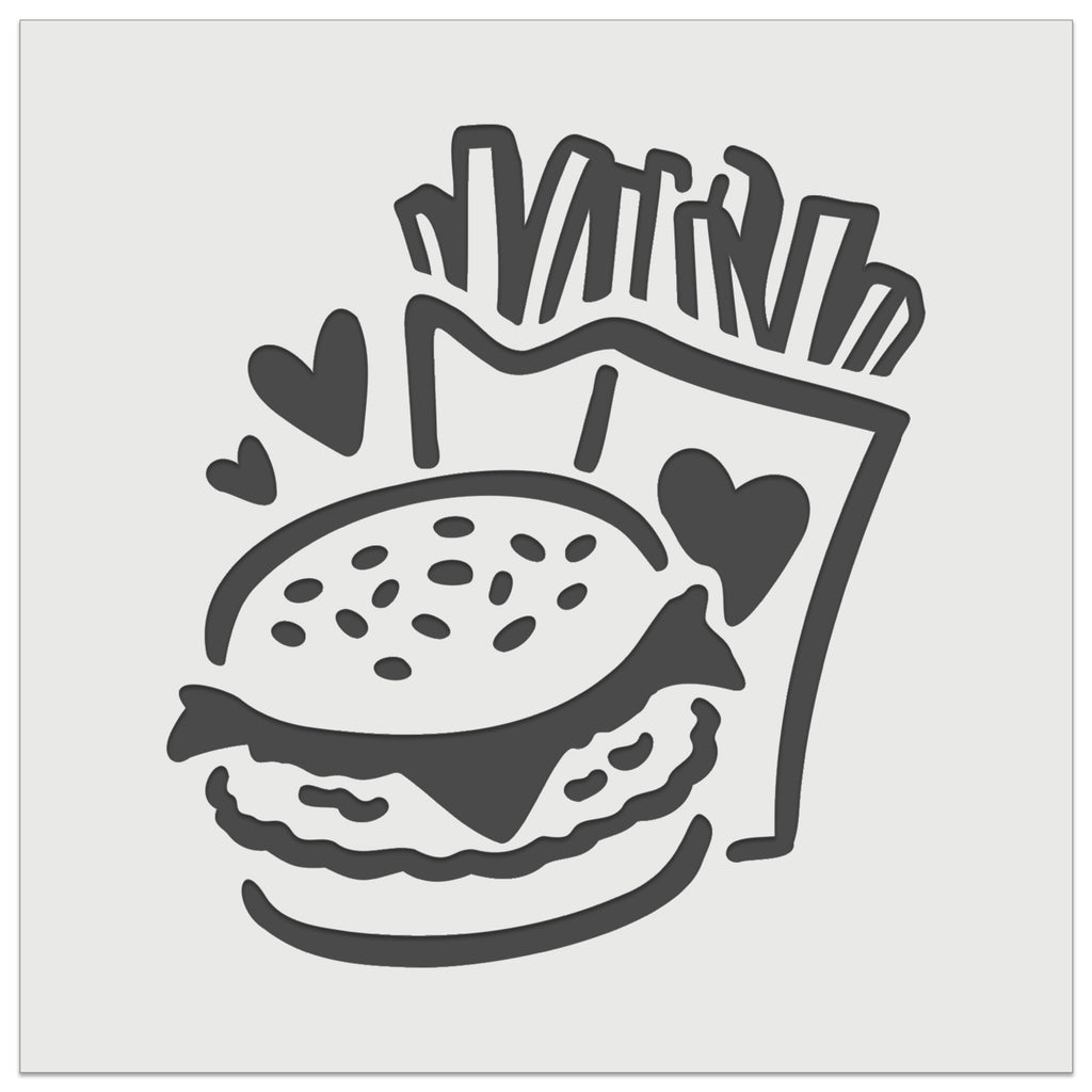 Chicken Burger and Fries Fast Food Wall Cookie DIY Craft Reusable Stencil