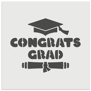 Congrats Grad Graduate Graduation Cap Diploma Wall Cookie DIY Craft Reusable Stencil