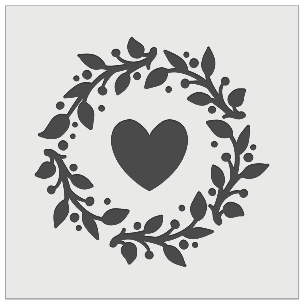 Foliage Wreath with Heart Center Wall Cookie DIY Craft Reusable Stencil