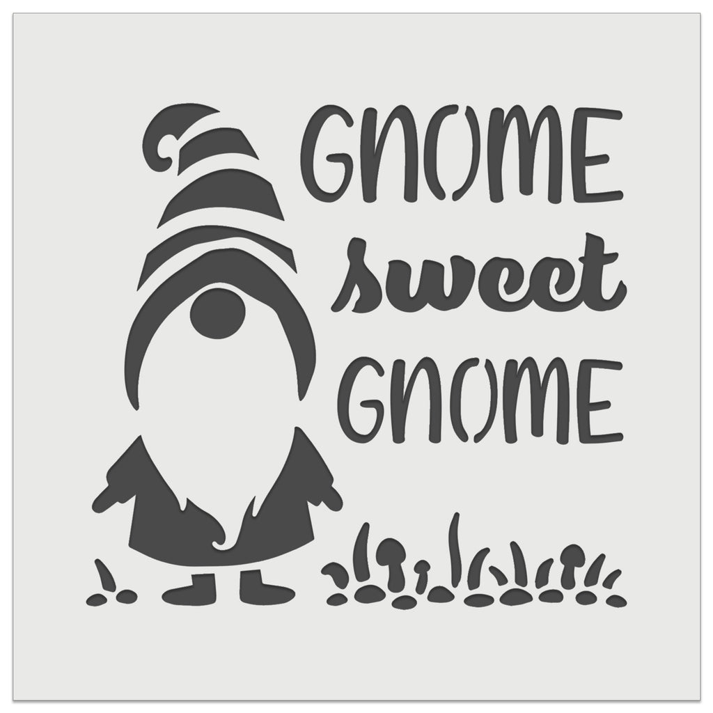 Gnome Sweet Gnome Home Striped Hat Wall Cookie DIY Craft Reusable Stencil