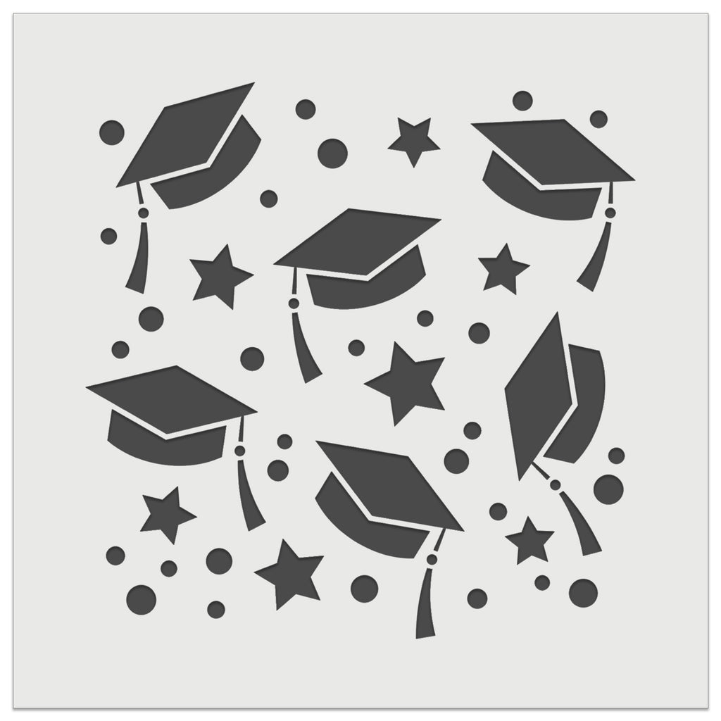 Graduation Caps Repeating Pattern Wall Cookie DIY Craft Reusable Stencil