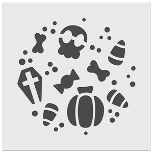 Halloween Elements Skull Pumpkin Candy Corn Grave Wall Cookie DIY Craft Reusable Stencil