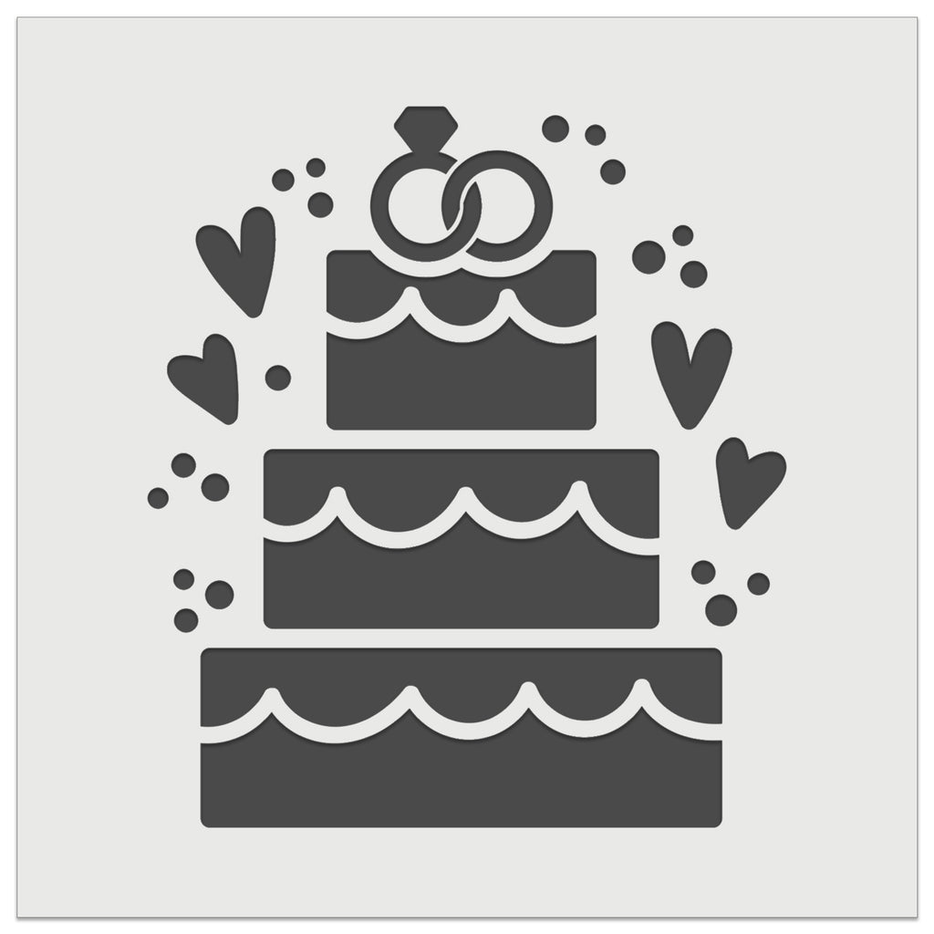 Wedding Cake Marriage Rings Hearts Wall Cookie DIY Craft Reusable Stencil